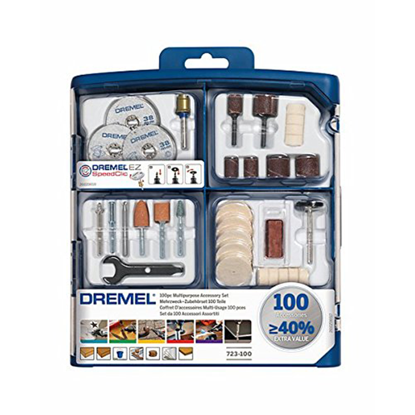 Dremel Coffret de 150 accessoires multi-usage (724), Bundle Kit  d'accessoires, Vitrocéramique, Verre, Métal, Plastique, Bois, Dremel, 150  pièce(s), Ampoule