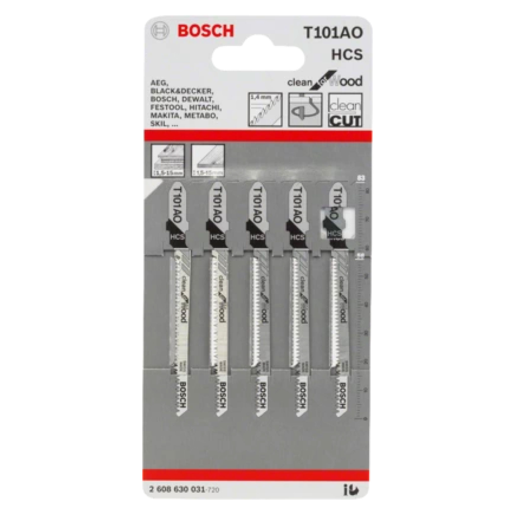 BOSCH T 101 AO CLEAN FOR WOOD JIGSAW BLADE GLOBALL HARDWARE